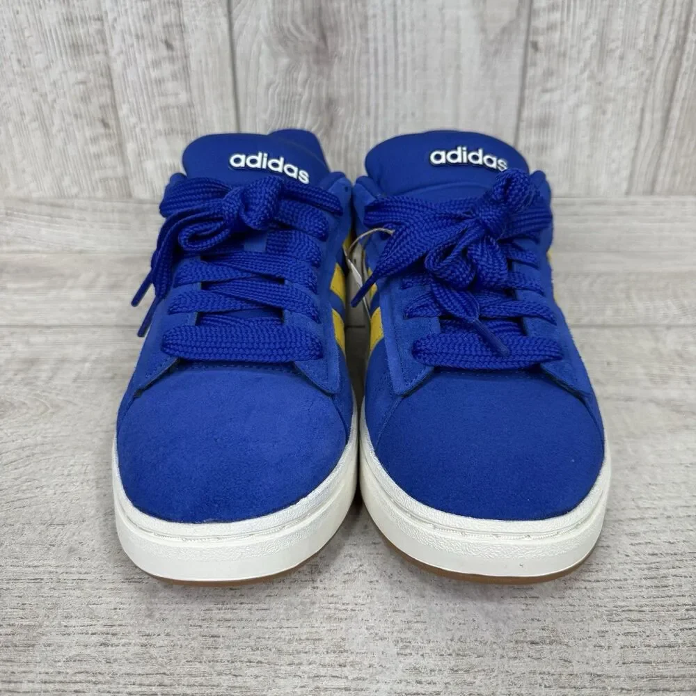 Adidas Grand Court Alpha Lucid Blue Utility Yellow Mens 10.5 Suede Shoes JI1714